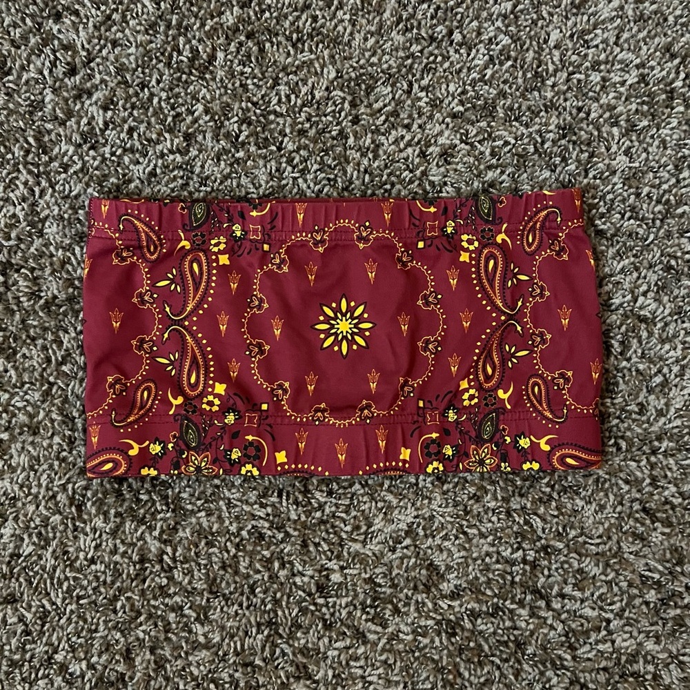 Maroon and Yellow ASU Paisley Tube Top